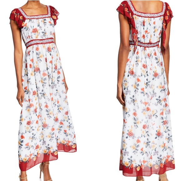 Max Studio Floral Flutter-Sleeve Georgette Dress - Picture 2 of 7